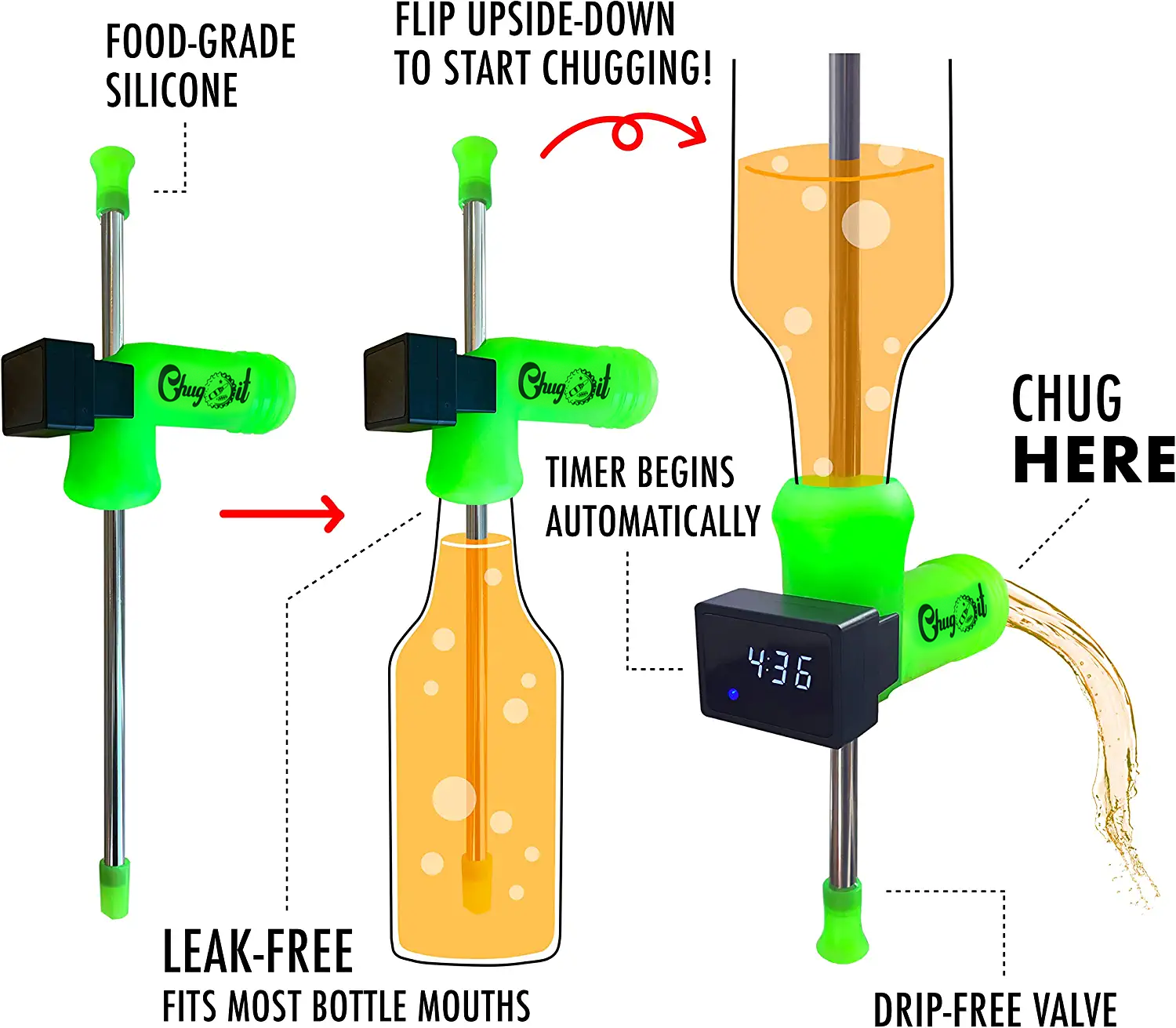 Digital Chug-It Snorkel Funnel with Timer – The Ultimate Party Drinking Accessory