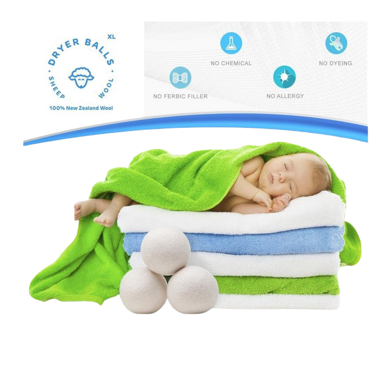Premium 100% New Zealand Wool Dryer Balls – Natural Fabric Softener, Reduces Drying Time & Static
